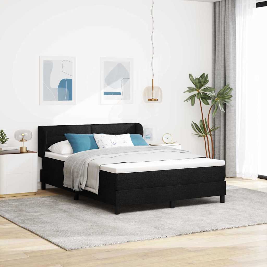 vidaXL Κρεβάτι με ελατήρια με στρώμα Μαύρο 160 x 200 cm ύφασμα