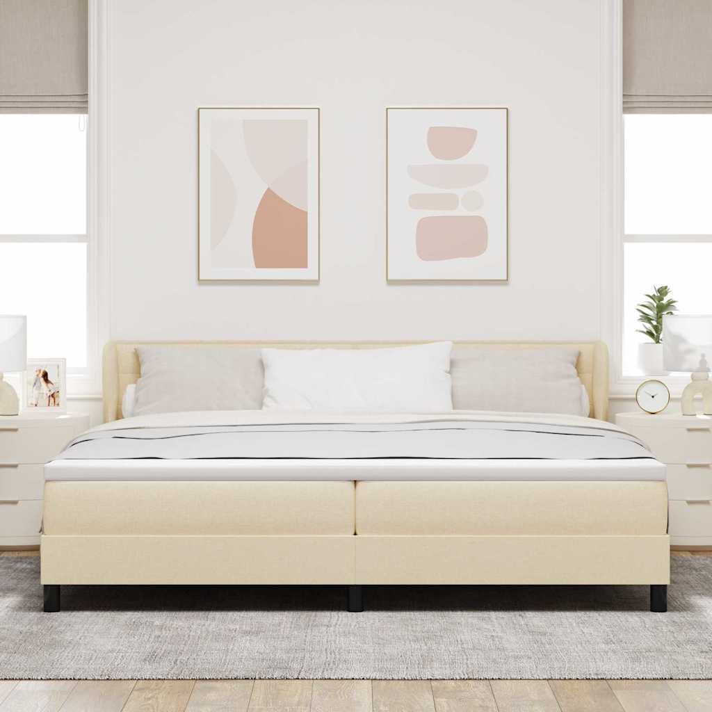 vidaXL Κρεβάτι με ελατήρια με στρώμα Κρεμ 200 x 200 cm ύφασμα