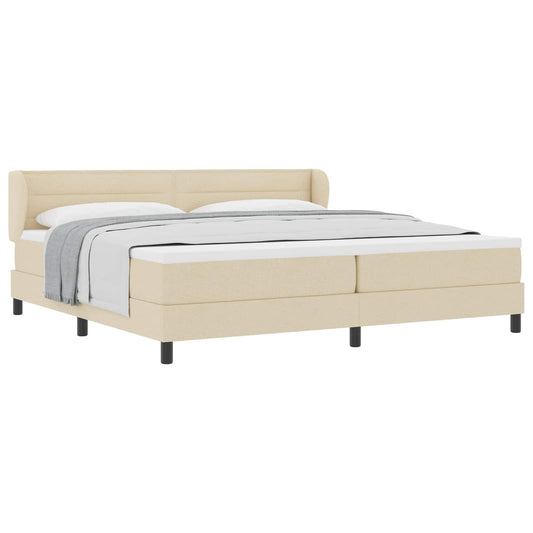vidaXL Κρεβάτι με ελατήρια με στρώμα Κρεμ 200 x 200 cm ύφασμα