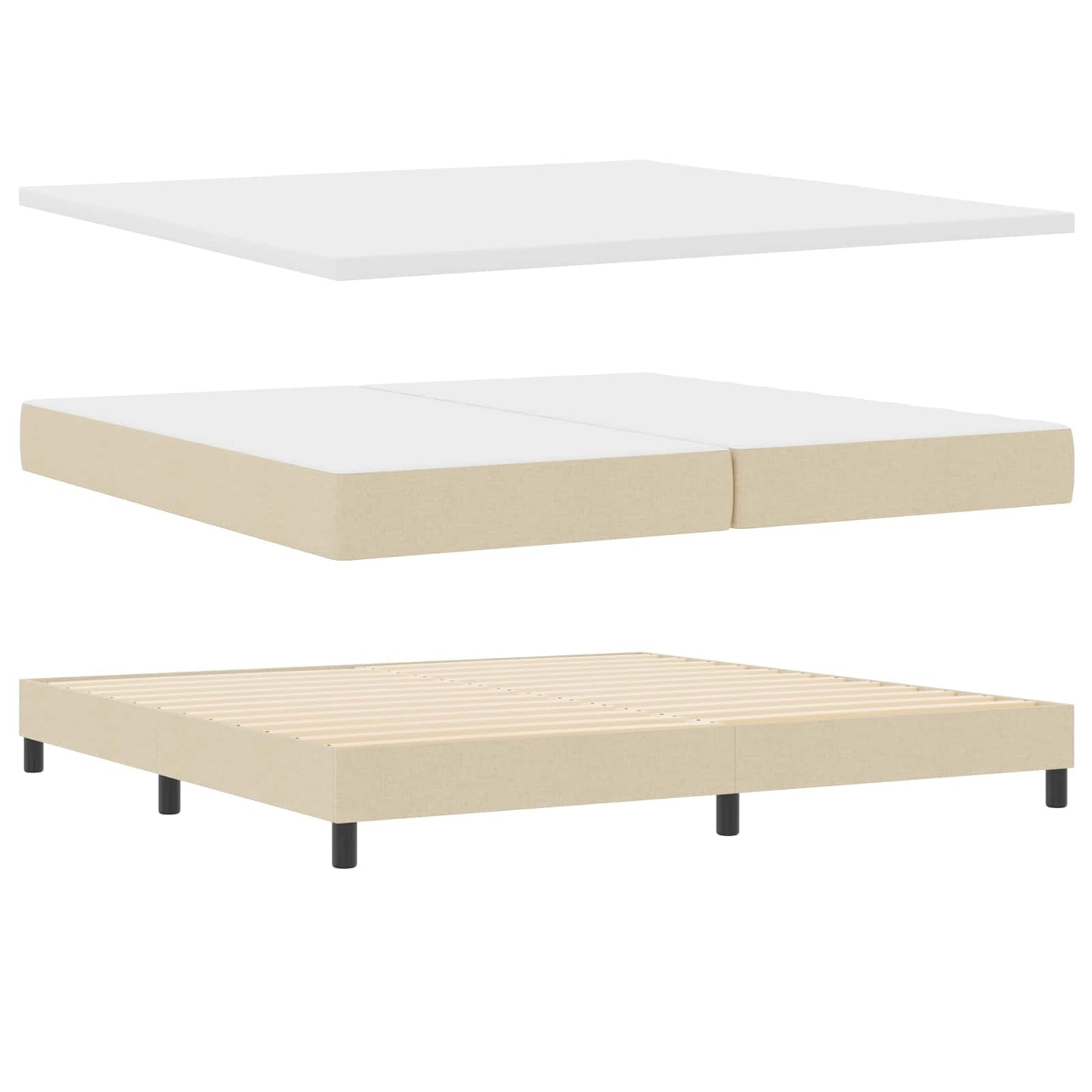 vidaXL Κρεβάτι με ελατήρια με στρώμα Κρεμ 200 x 200 cm ύφασμα