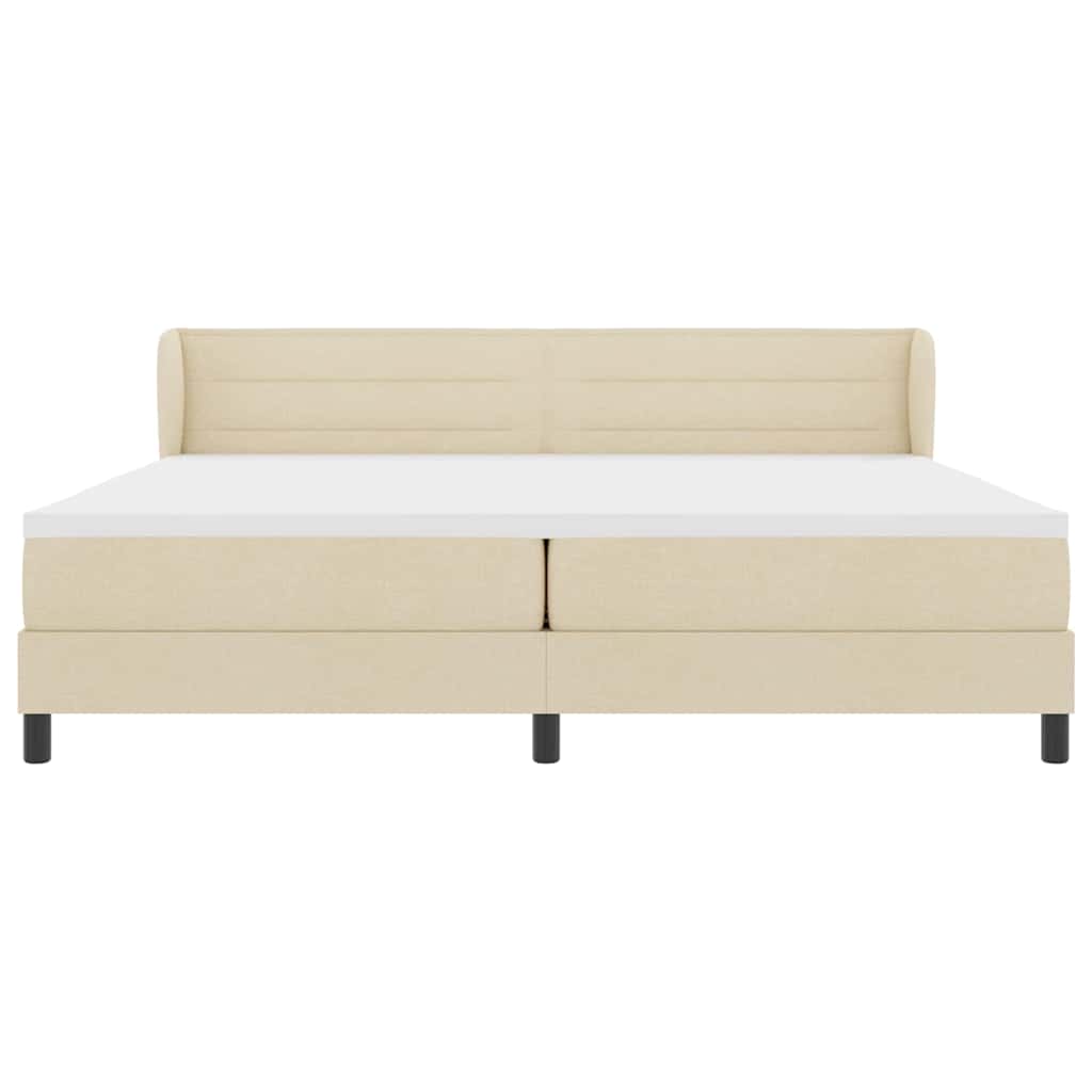 vidaXL Κρεβάτι με ελατήρια με στρώμα Κρεμ 200 x 200 cm ύφασμα