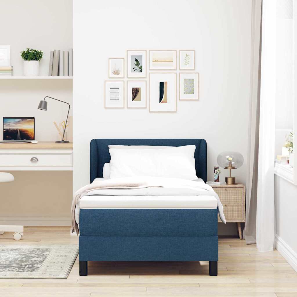 vidaXL Κρεβάτι με ελατήρια με κεφαλάρι Μπλε 80 x 200 cm ύφασμα