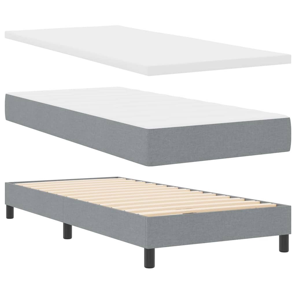 vidaXL Κρεβάτι Box Spring με Στρώμα - Ανοιχτό Γκρι, 90x200 cm, Υφασμάτινο
