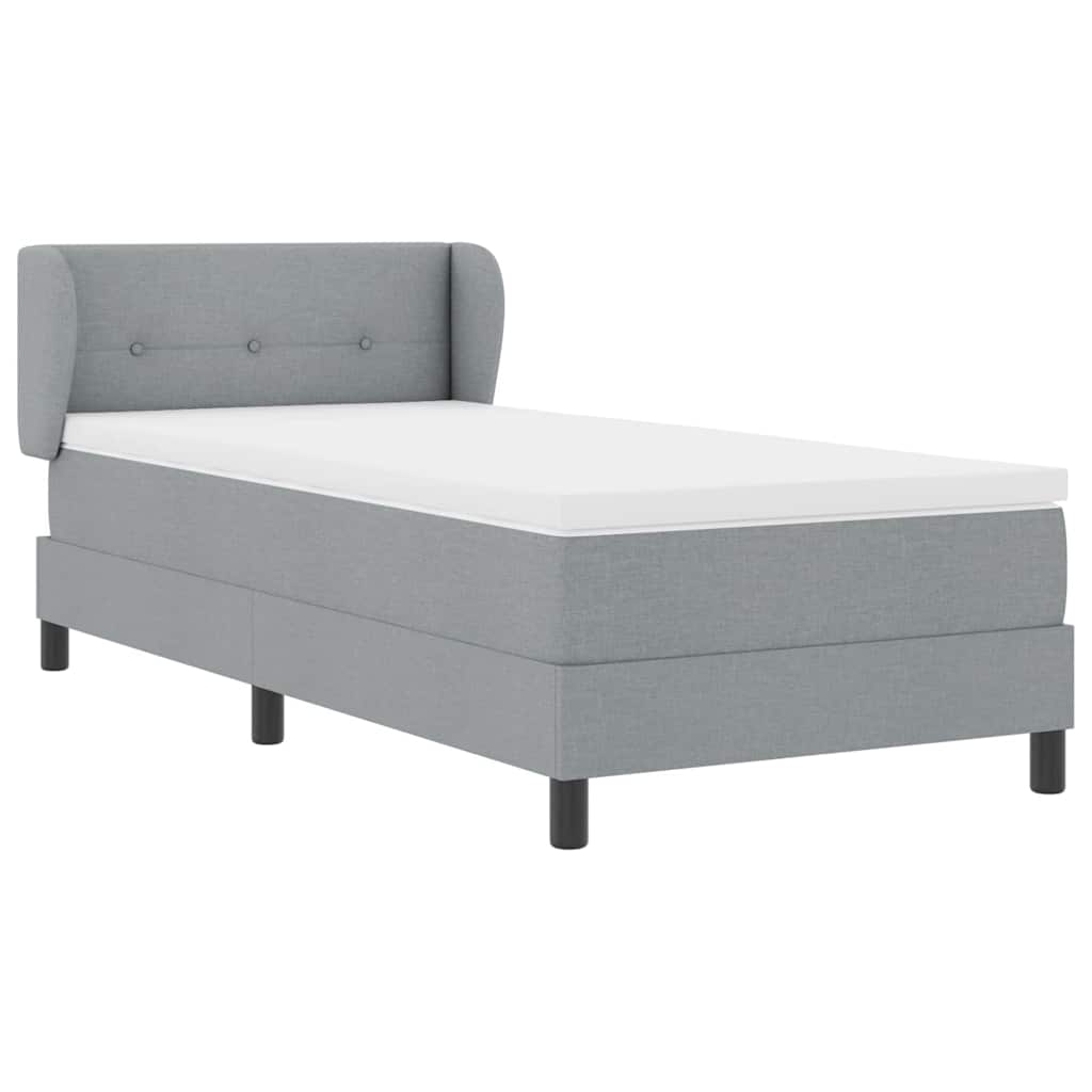 vidaXL Κρεβάτι Box Spring με Στρώμα - Ανοιχτό Γκρι, 90x200 cm, Υφασμάτινο