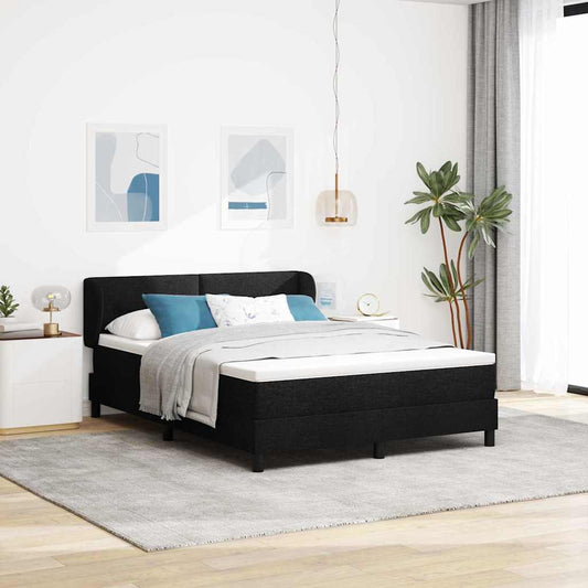 vidaXL Κρεβάτι με ελατήρια με κεφαλάρι Μαύρο 140 x 190 cm ύφασμα