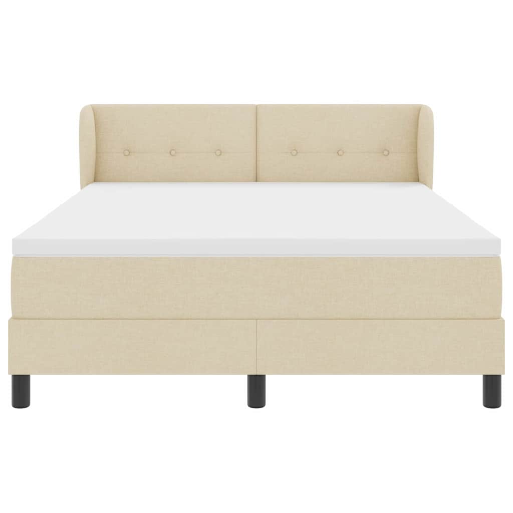 vidaXL Κρεβάτι με ελατήρια με κεφαλάρι Κρεμ 140 x 190 cm ύφασμα