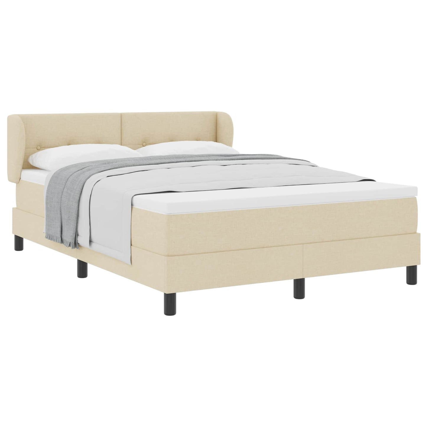 vidaXL Κρεβάτι με ελατήρια με κεφαλάρι Κρεμ 140 x 200 cm ύφασμα