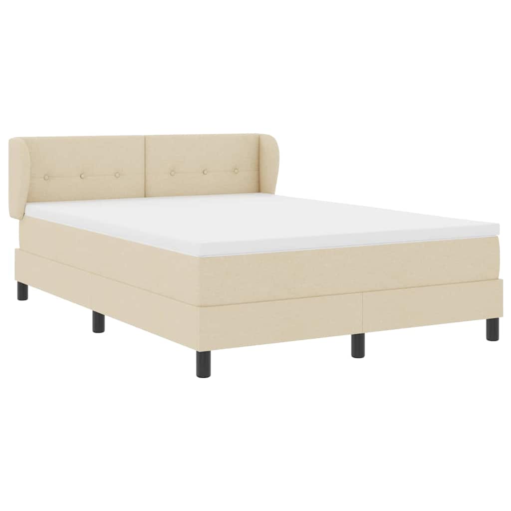 vidaXL Κρεβάτι με ελατήρια με κεφαλάρι Κρεμ 140 x 200 cm ύφασμα