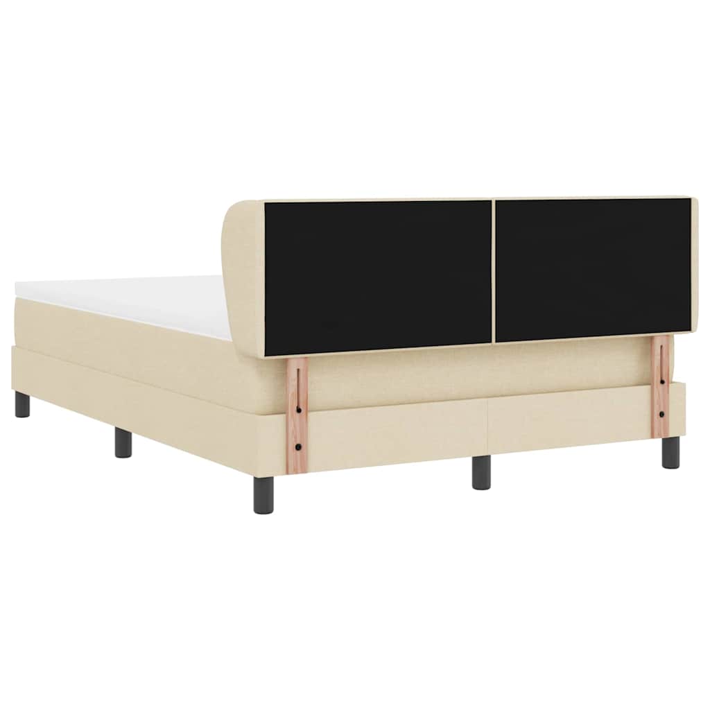 vidaXL Κρεβάτι με ελατήρια με κεφαλάρι Κρεμ 140 x 200 cm ύφασμα