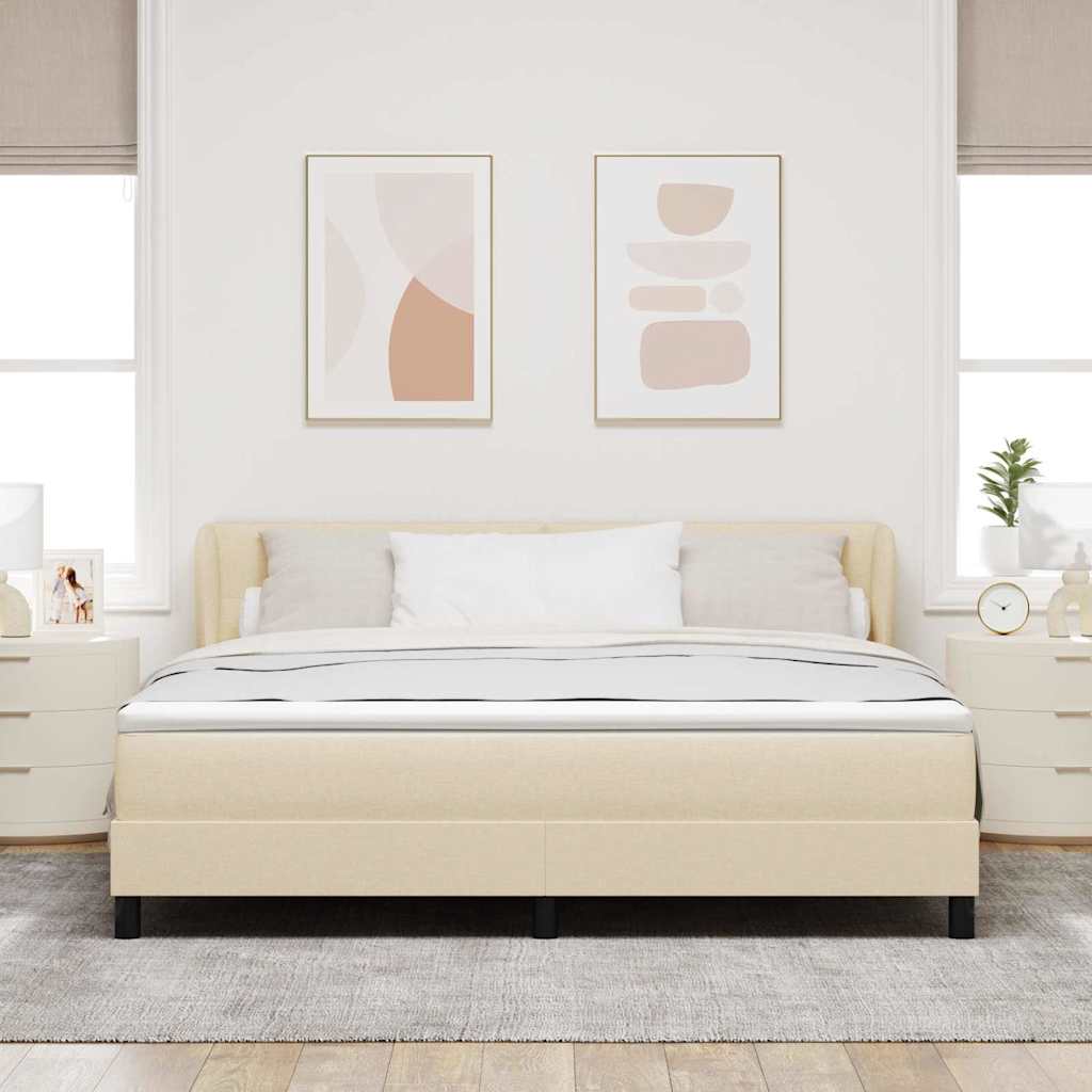 vidaXL Κρεβάτι με ελατήρια με κεφαλάρι Κρεμ 180 x 200 cm ύφασμα