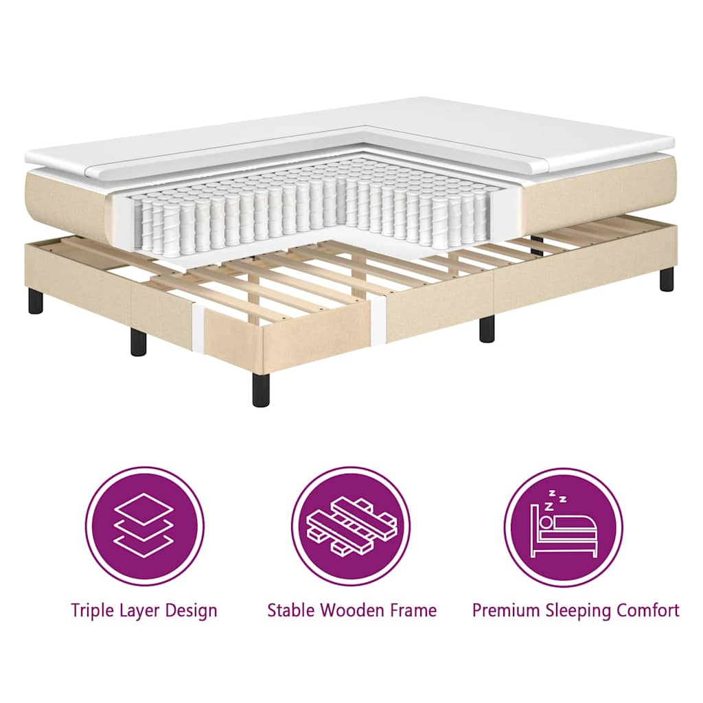 vidaXL Κρεβάτι με ελατήρια με κεφαλάρι Κρεμ 180 x 200 cm ύφασμα