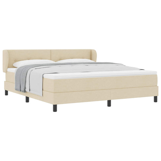 vidaXL Κρεβάτι με ελατήρια με κεφαλάρι Κρεμ 180 x 200 cm ύφασμα