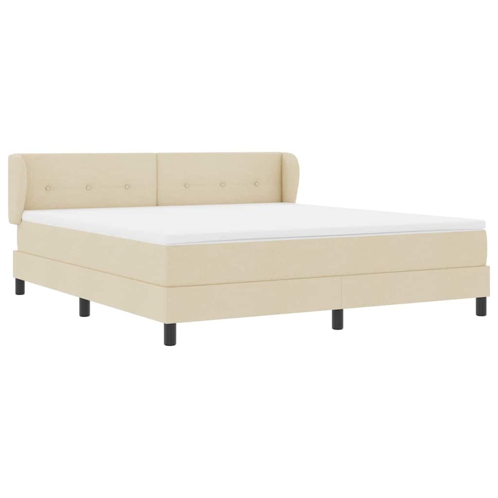 vidaXL Κρεβάτι με ελατήρια με κεφαλάρι Κρεμ 180 x 200 cm ύφασμα