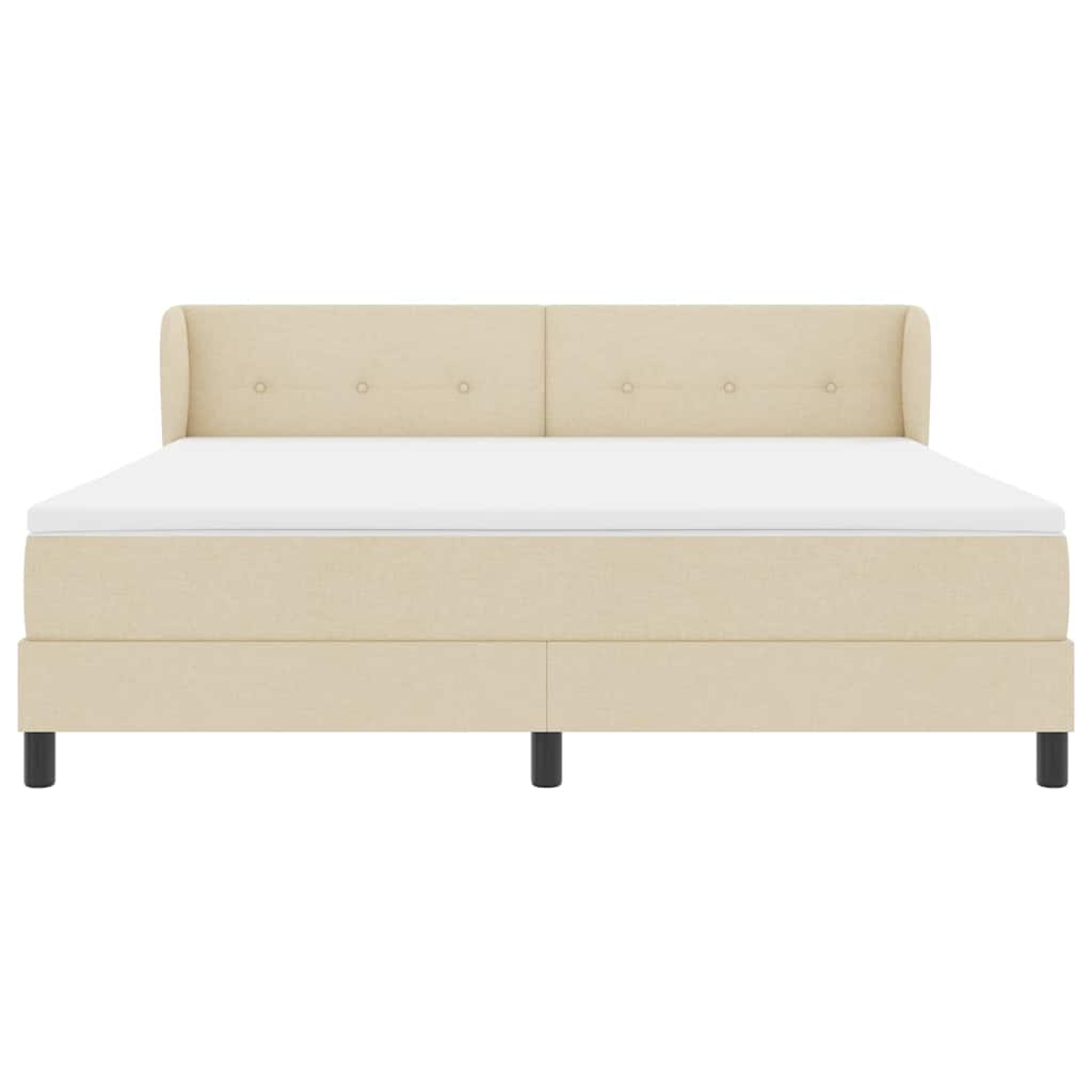 vidaXL Κρεβάτι με ελατήρια με κεφαλάρι Κρεμ 180 x 200 cm ύφασμα
