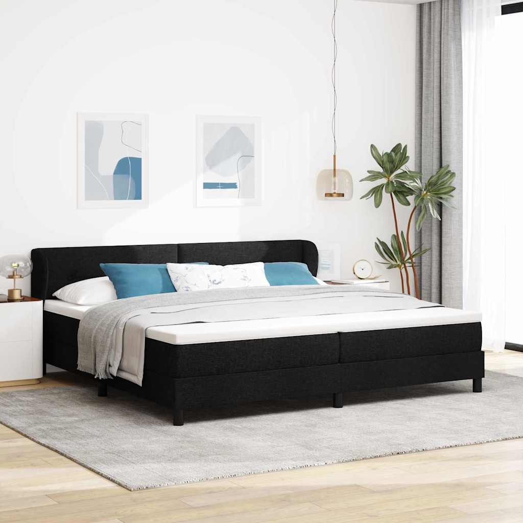 vidaXL Κρεβάτι με ελατήρια με κεφαλάρι Μαύρο 200 x 200 cm ύφασμα