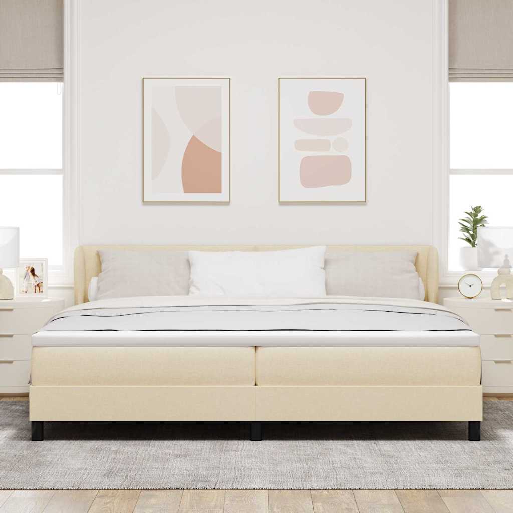 vidaXL Κρεβάτι με ελατήρια με κεφαλάρι Κρεμ 200 x 200 cm ύφασμα