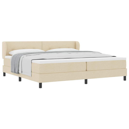 vidaXL Κρεβάτι με ελατήρια με κεφαλάρι Κρεμ 200 x 200 cm ύφασμα
