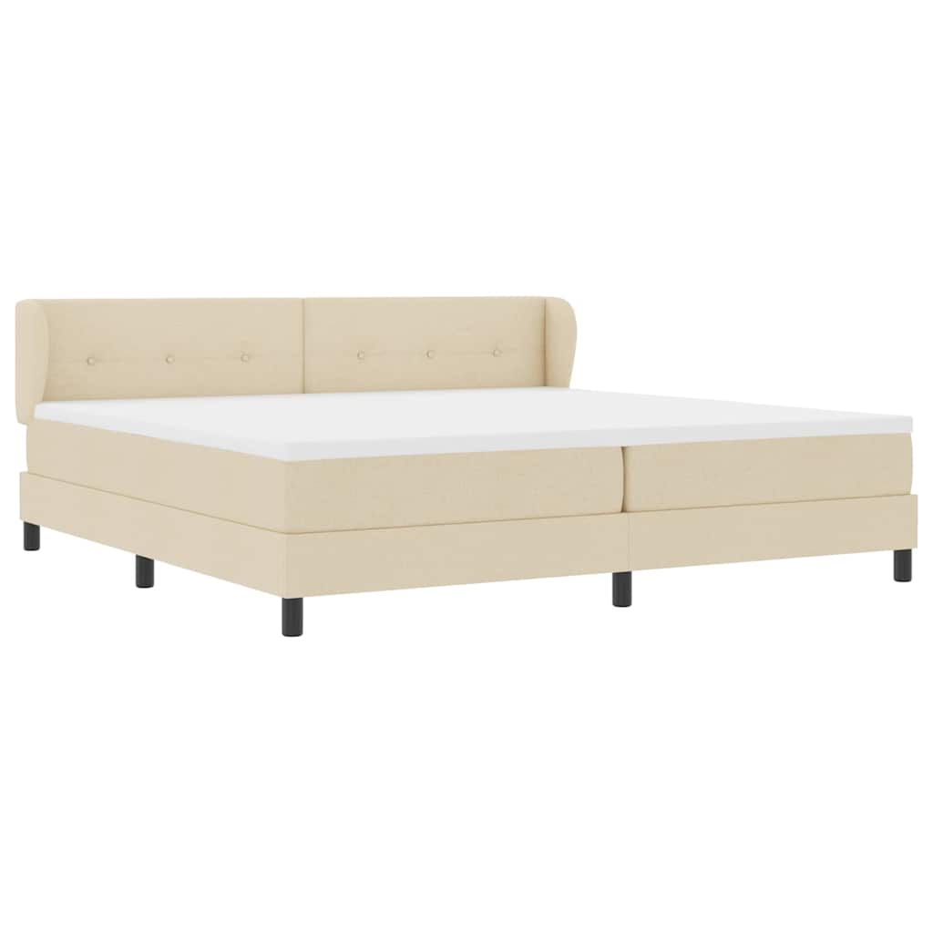 vidaXL Κρεβάτι με ελατήρια με κεφαλάρι Κρεμ 200 x 200 cm ύφασμα