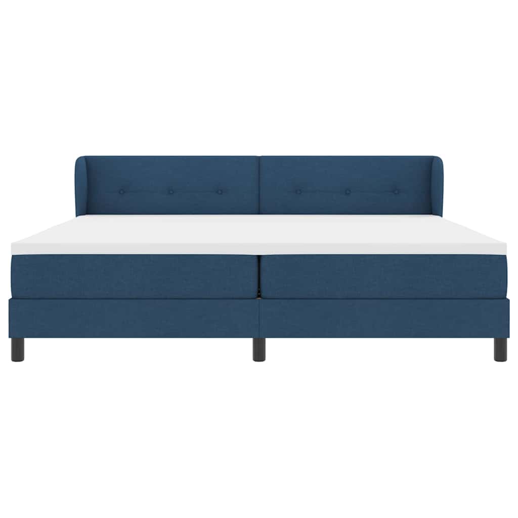 vidaXL Κρεβάτι με ελατήρια με κεφαλάρι Μπλε 200 x 200 cm ύφασμα