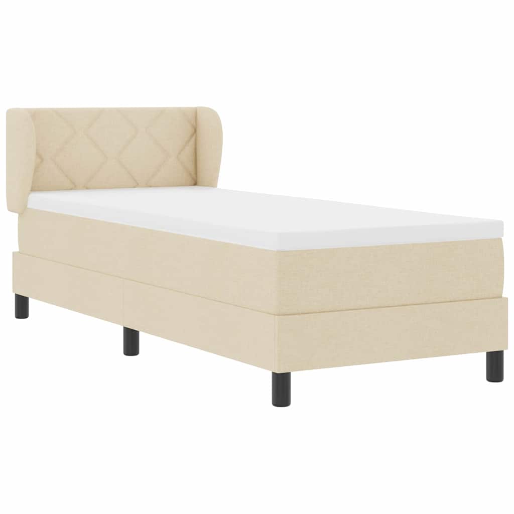 vidaXL Κρεβάτι με ελατήρια με κεφαλάρι Κρεμ 80 x 200 cm ύφασμα