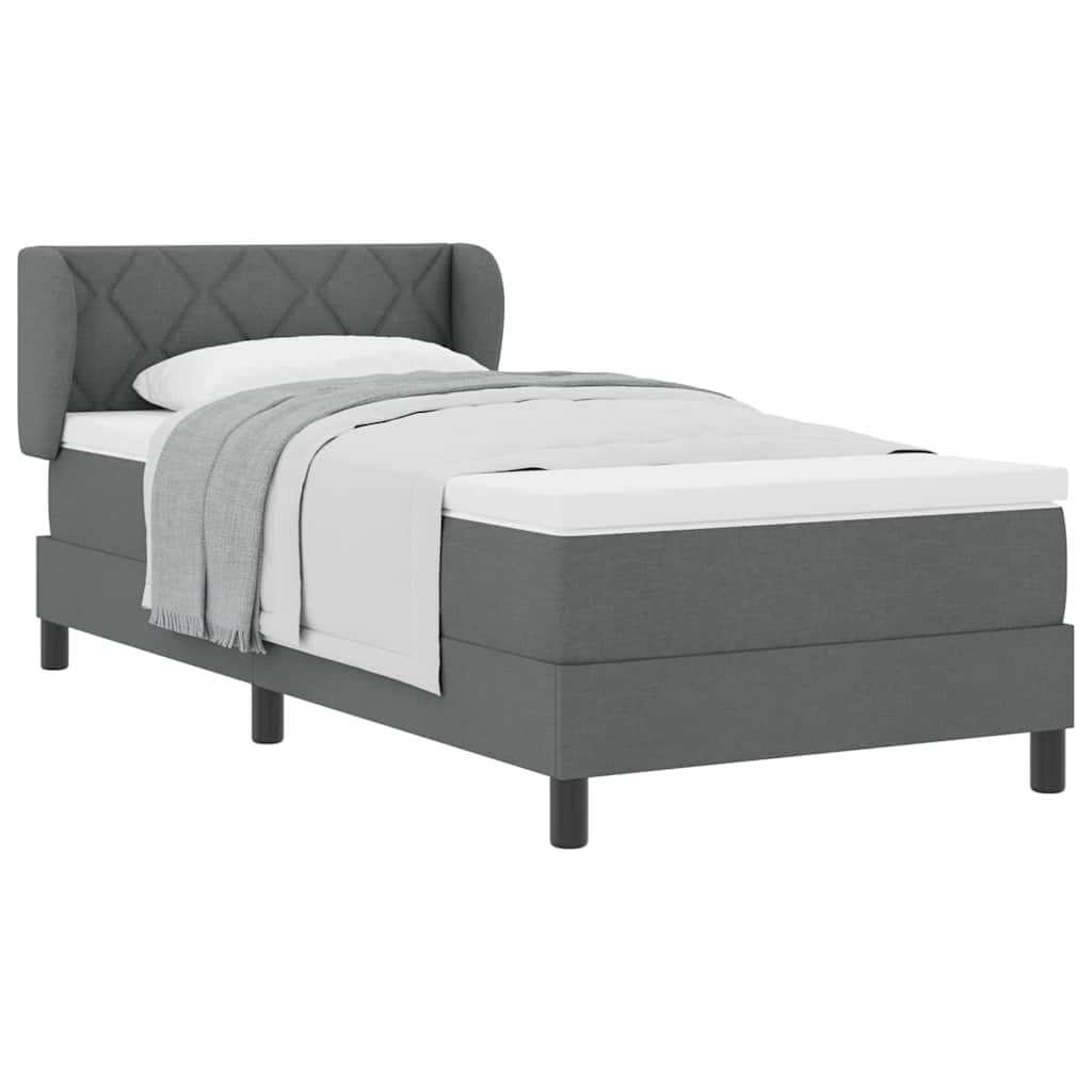 vidaXL Κρεβάτι με Στρώμα Χρώμα Σκούρο Γκρι 90x190 εκ. Ύφασμα