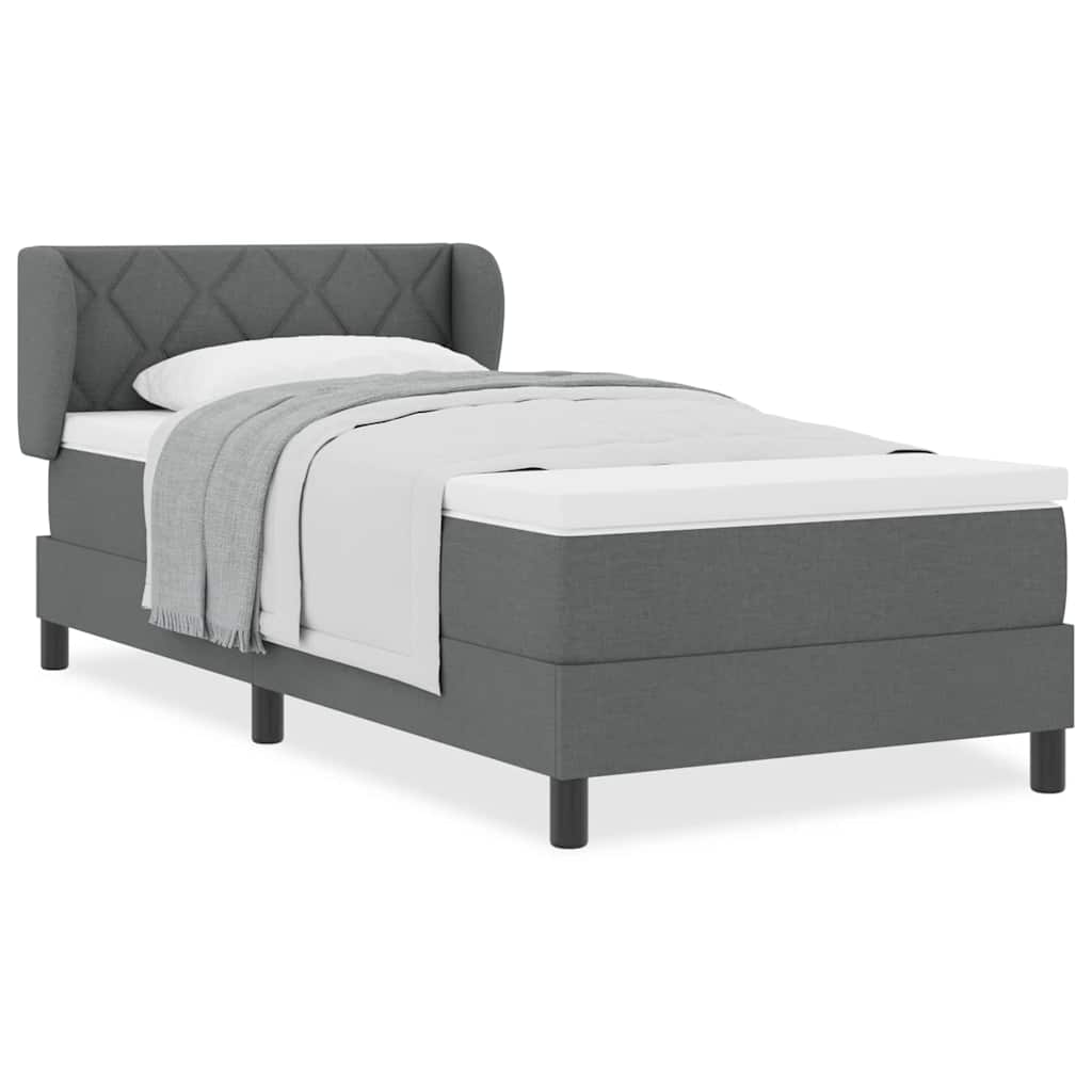 vidaXL Κρεβάτι με Στρώμα Χρώμα Σκούρο Γκρι 90x190 εκ. Ύφασμα