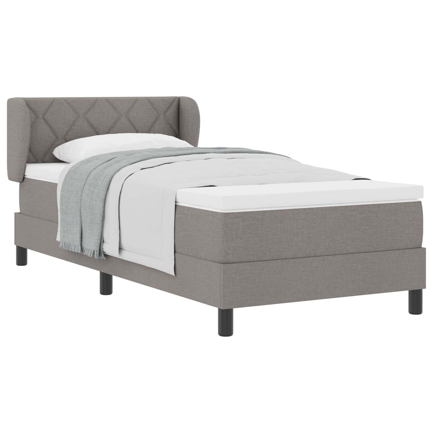 vidaXL Κρεβάτι με ελατήρια με κεφαλάρι Taupe 90 x 190 cm ύφασμα