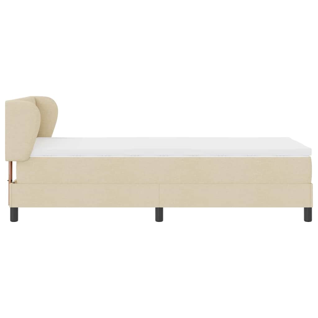 vidaXL Κρεβάτι με ελατήρια με κεφαλάρι Κρεμ 90 x 190 cm ύφασμα