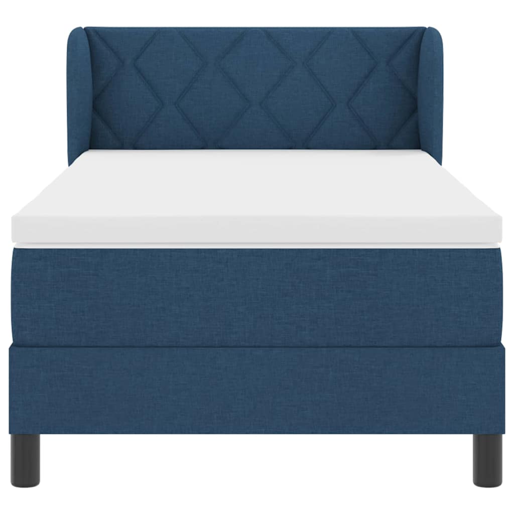 vidaXL Κρεβάτι με ελατήρια με μαξιλάρι Μπλε 90 x 190 cm ύφασμα