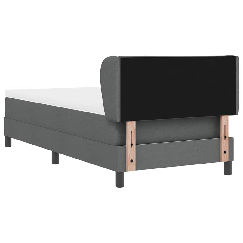 vidaXL Κρεβάτι Box Spring με Στρώμα Σκούρο Γκρι 90x200 εκ Ύφασμα