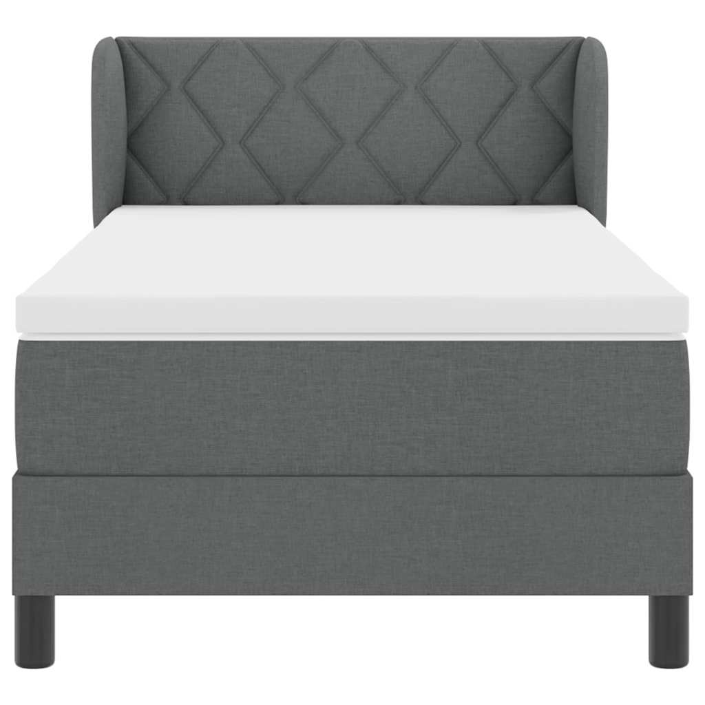 vidaXL Κρεβάτι Box Spring με Στρώμα Σκούρο Γκρι 90x200 εκ Ύφασμα