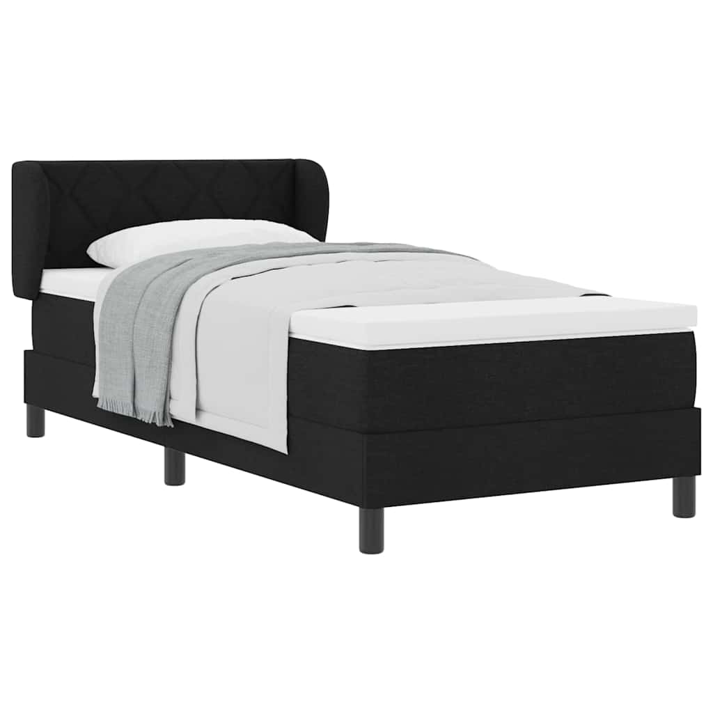 κρεβάτι Box Spring με στρώμα vidaXL Μαύρο 90x200 εκ. Υφάσματος
