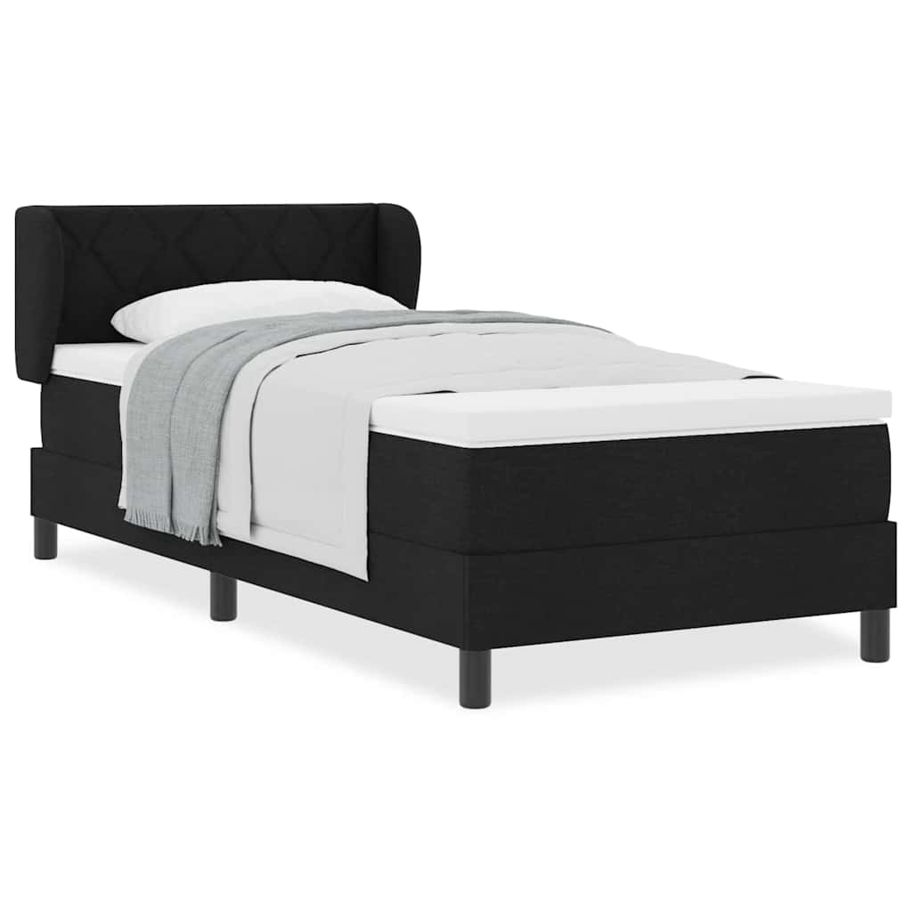 κρεβάτι Box Spring με στρώμα vidaXL Μαύρο 90x200 εκ. Υφάσματος