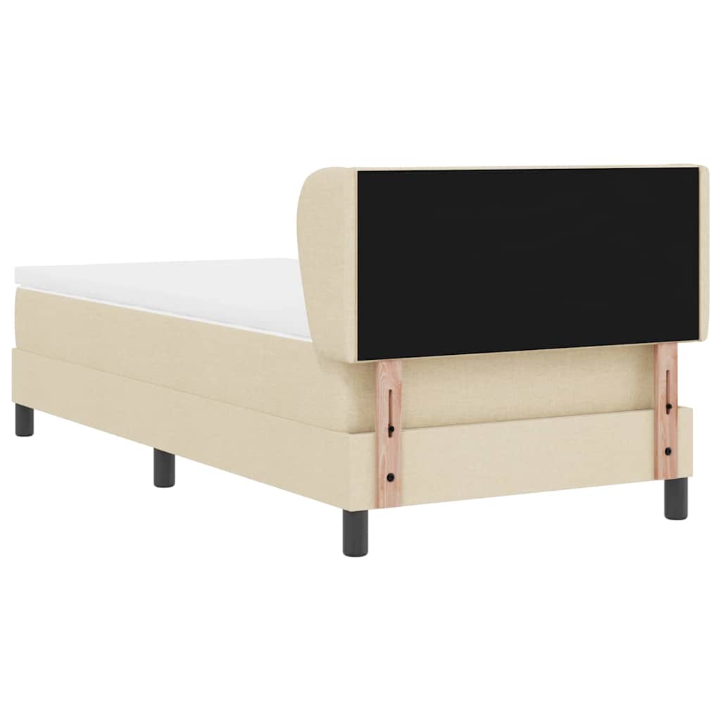 vidaXL Κρεβάτι με ελατήρια με κεφαλάρι Κρεμ 90 x 200 cm ύφασμα