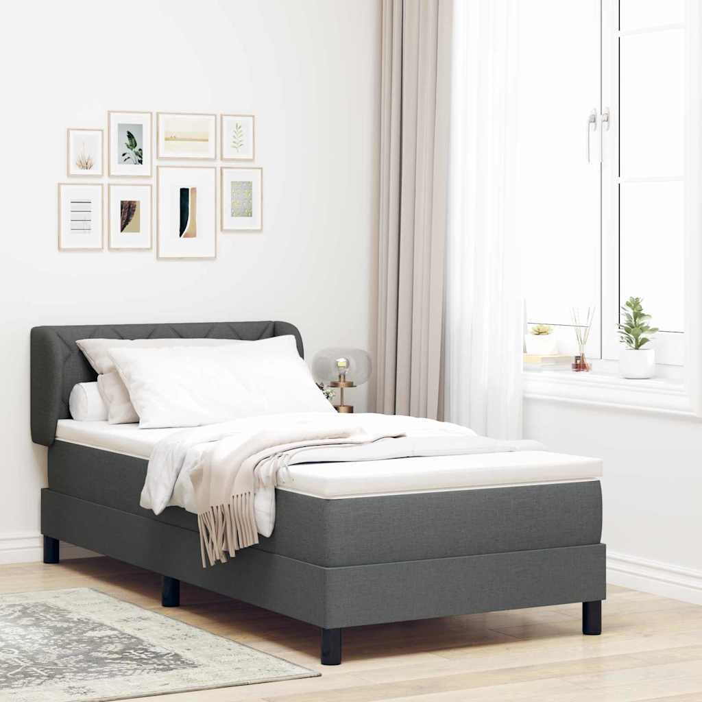 vidaXL Κρεβάτι Box Spring με Στρώμα Σκούρο Γκρι 100x200 εκ. Υφασμάτινο