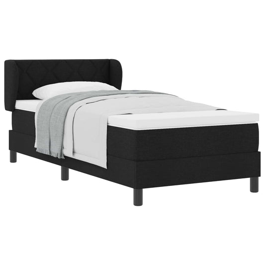 vidaXL Κρεβάτι με ελατήρια με κεφαλάρι Μαύρο 100 x 200 cm ύφασμα