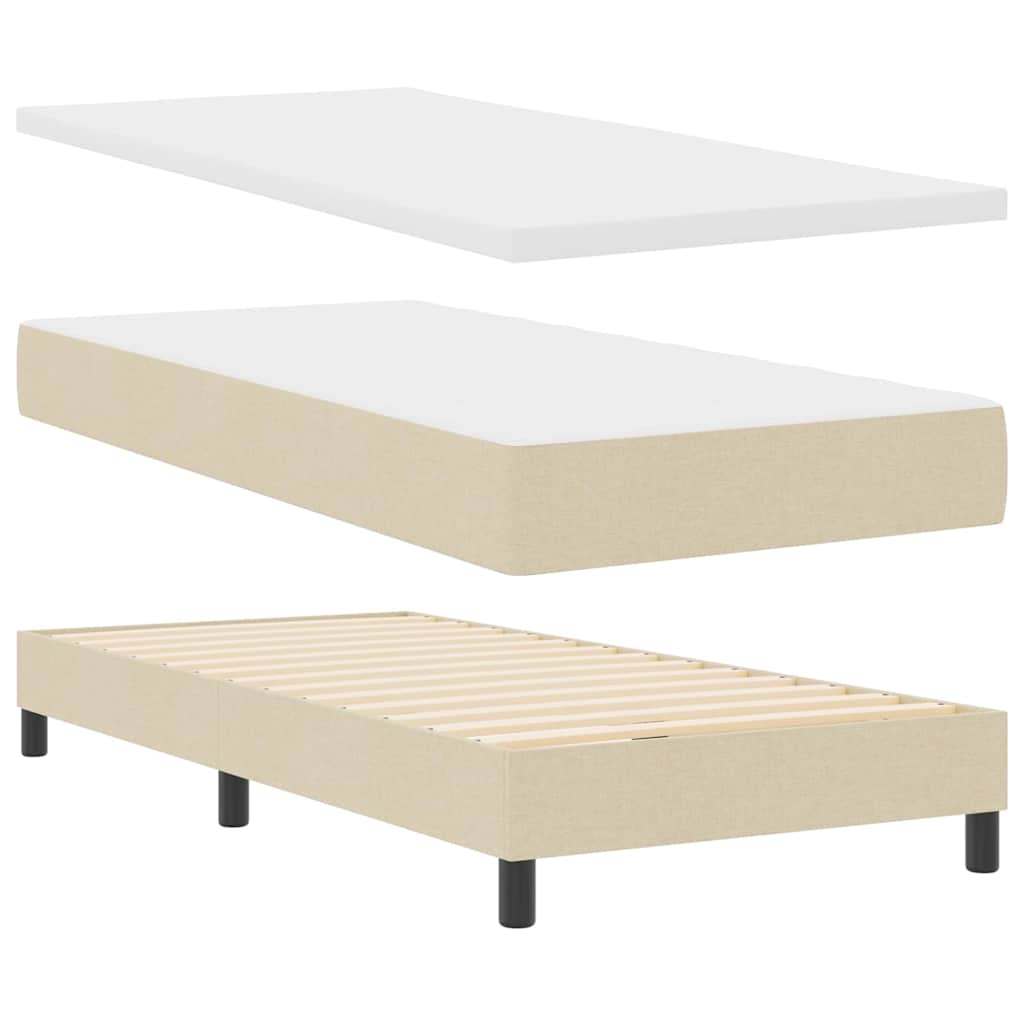 vidaXL Κρεβάτι με ελατήρια με κεφαλάρι Κρεμ 100 x 200 cm ύφασμα