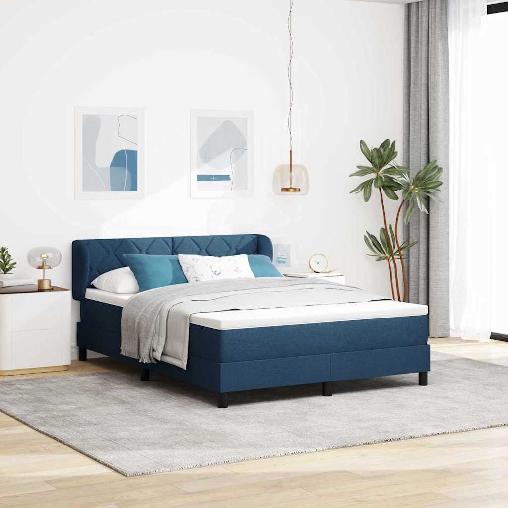 vidaXL Κρεβάτι με ελατήρια με κεφαλάρι Μπλε 140 x 200 cm ύφασμα