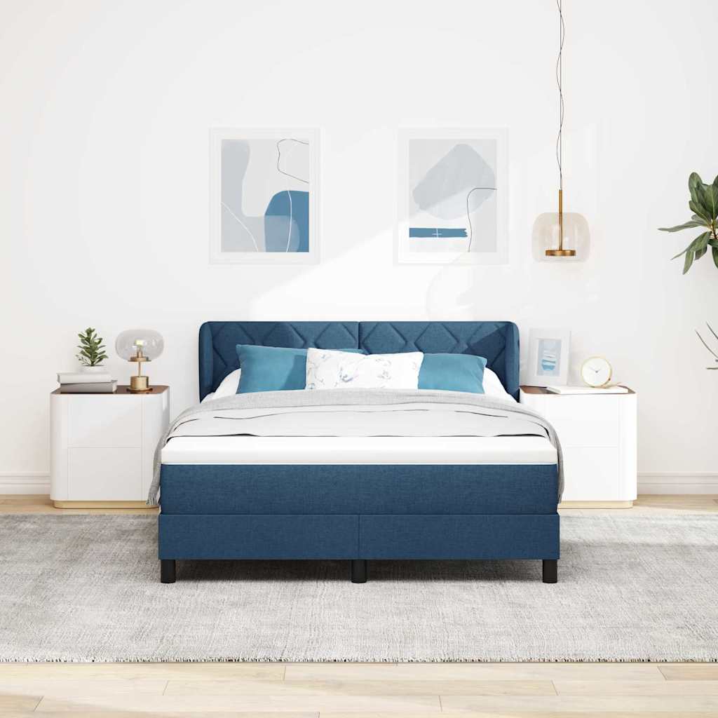 vidaXL Κρεβάτι με ελατήρια με κεφαλάρι Μπλε 140 x 200 cm ύφασμα