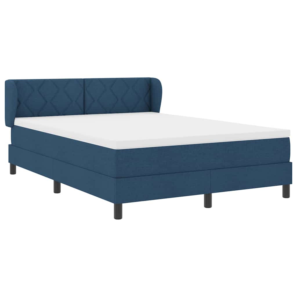 vidaXL Κρεβάτι με ελατήρια με κεφαλάρι Μπλε 140 x 200 cm ύφασμα