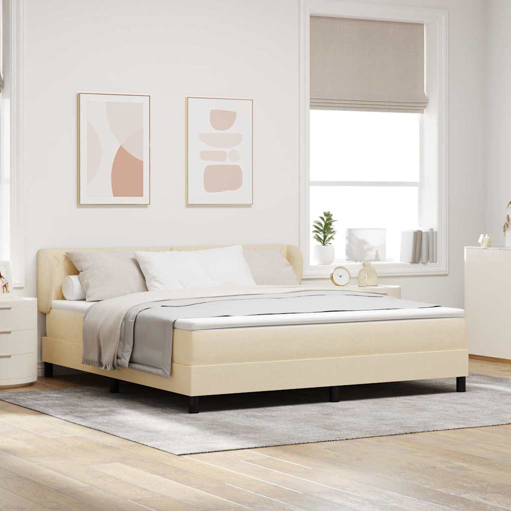 vidaXL Κρεβάτι με ελατήρια με κεφαλάρι Κρεμ 180 x 200 cm ύφασμα