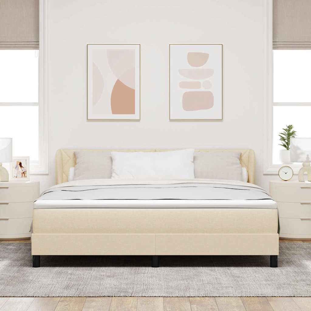 vidaXL Κρεβάτι με ελατήρια με κεφαλάρι Κρεμ 180 x 200 cm ύφασμα