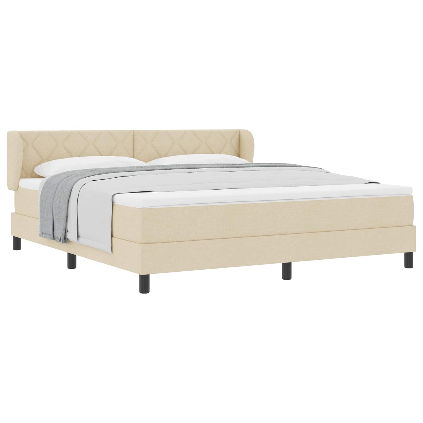 vidaXL Κρεβάτι με ελατήρια με κεφαλάρι Κρεμ 180 x 200 cm ύφασμα