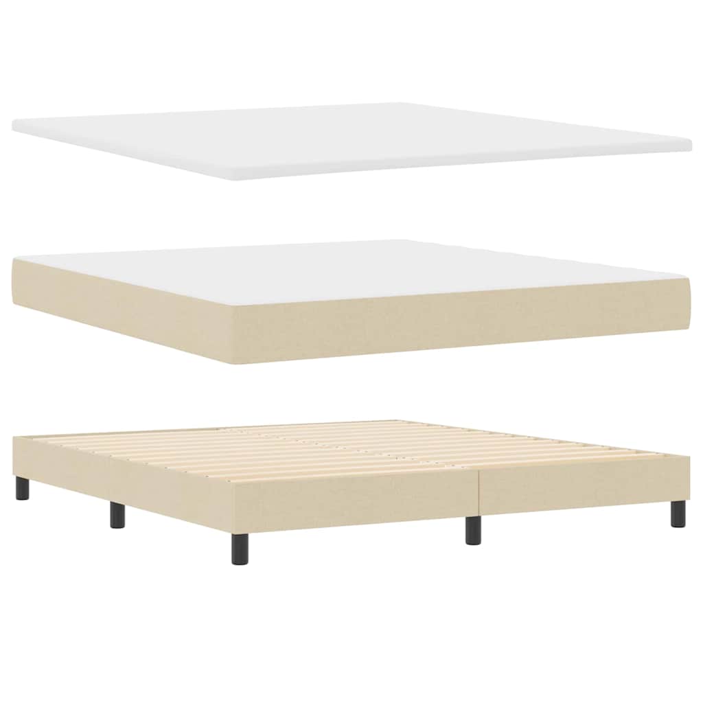 vidaXL Κρεβάτι με ελατήρια με κεφαλάρι Κρεμ 180 x 200 cm ύφασμα