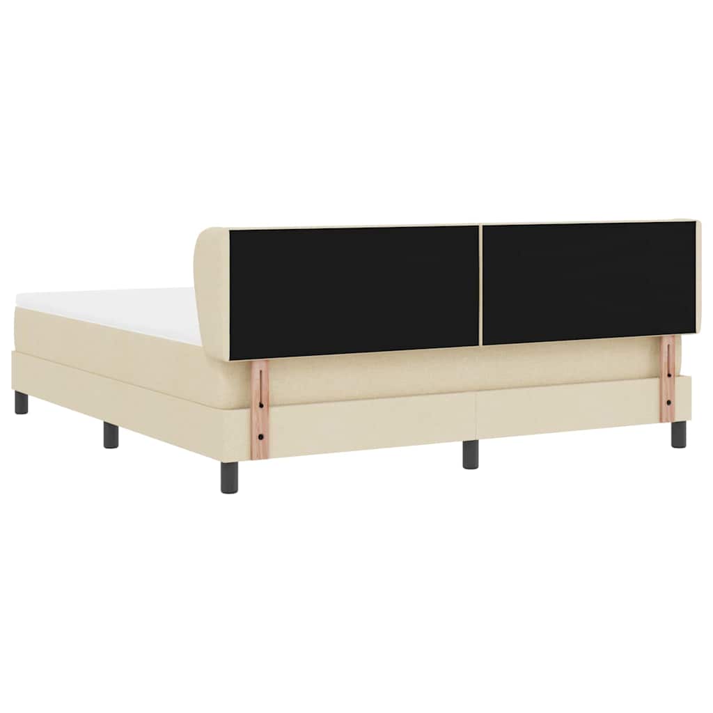 vidaXL Κρεβάτι με ελατήρια με κεφαλάρι Κρεμ 180 x 200 cm ύφασμα