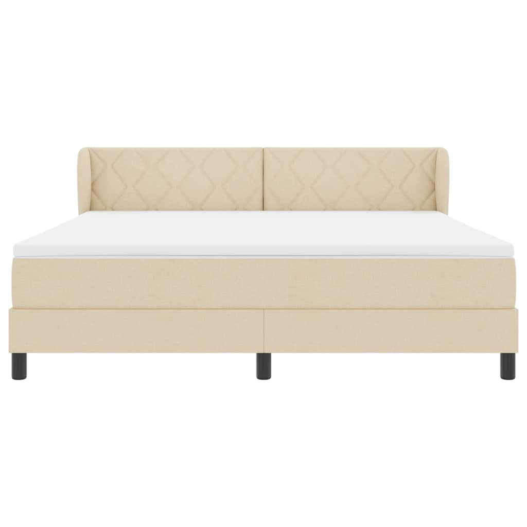 vidaXL Κρεβάτι με ελατήρια με κεφαλάρι Κρεμ 180 x 200 cm ύφασμα