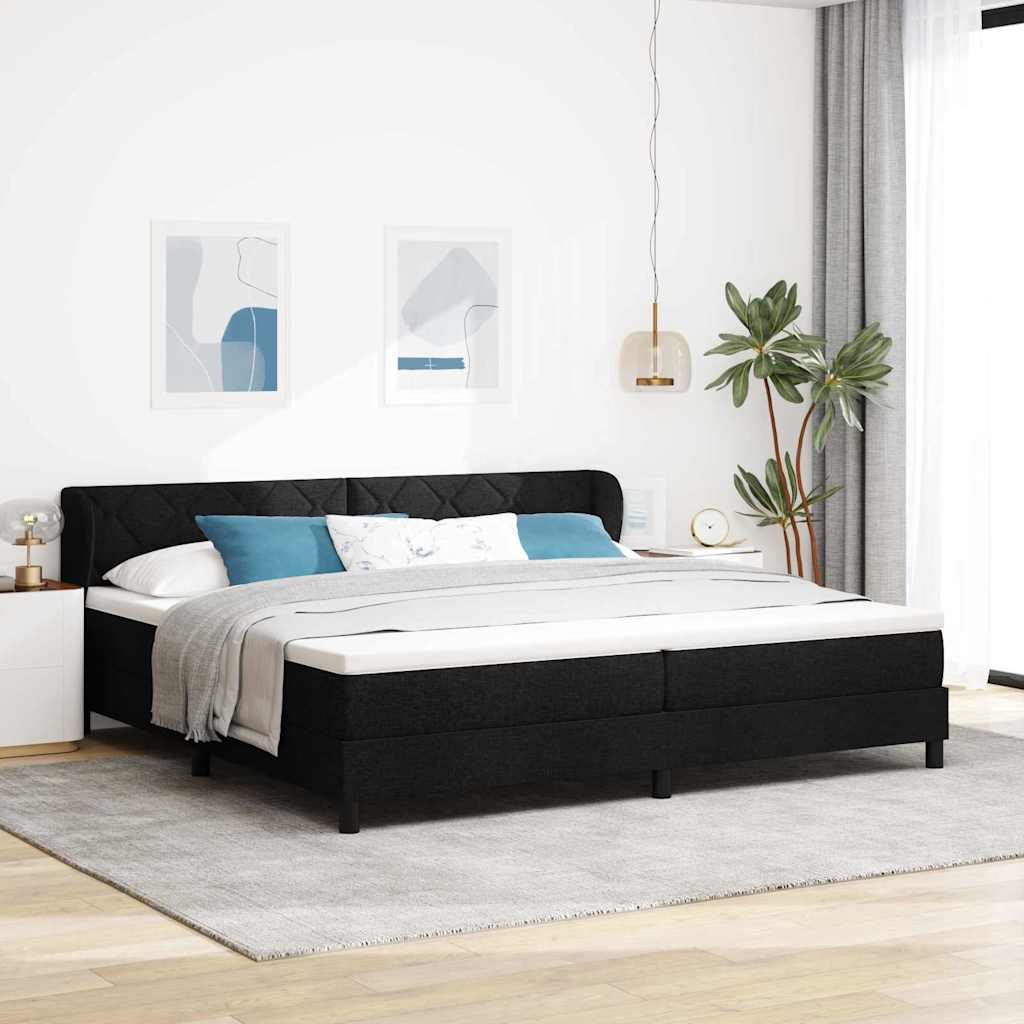 vidaXL Κρεβάτι με ελατήρια με κεφαλάρι Μαύρο 200 x 200 cm ύφασμα
