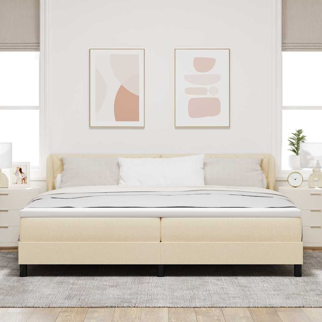 vidaXL Κρεβάτι με ελατήρια με κεφαλάρι Κρεμ 200 x 200 cm ύφασμα