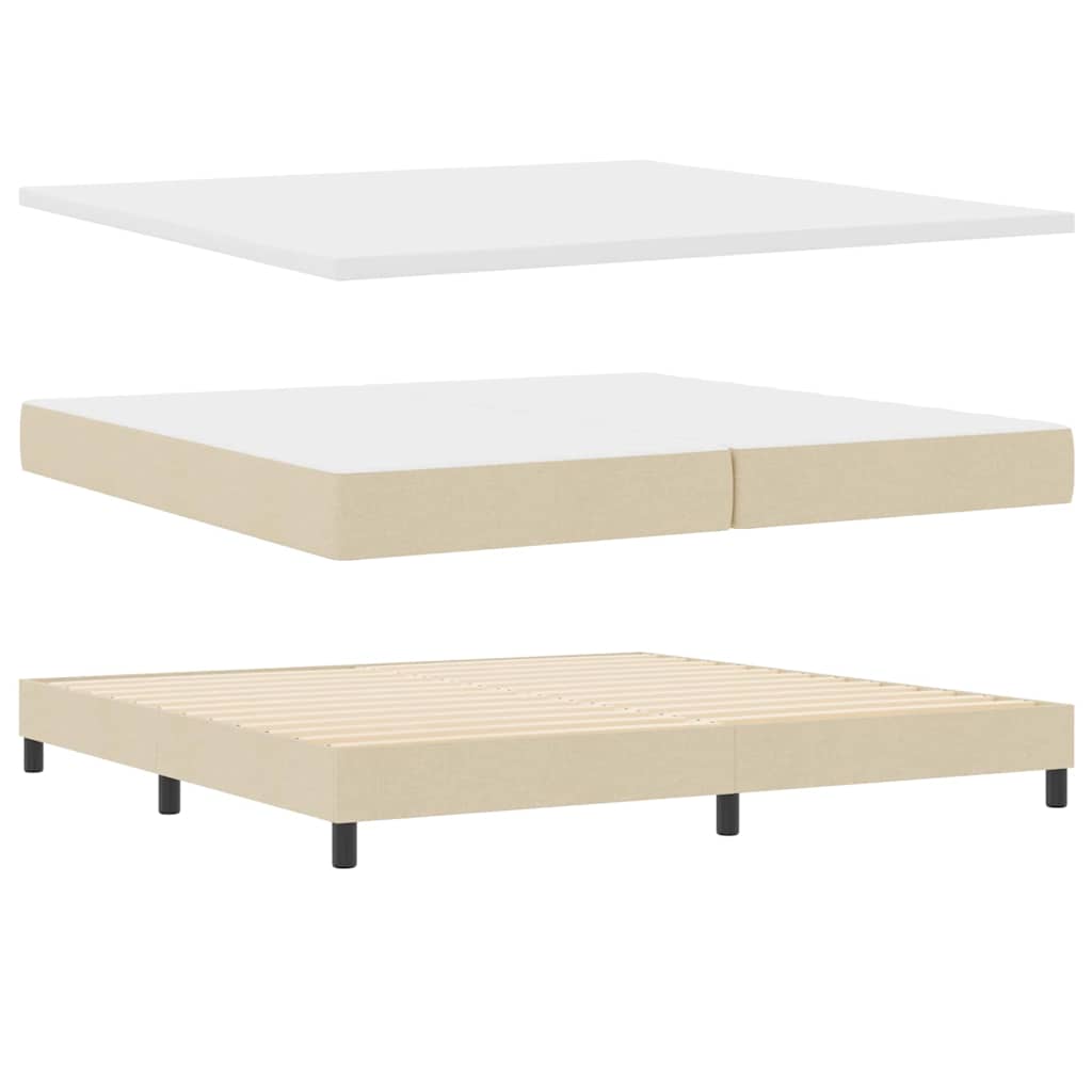 vidaXL Κρεβάτι με ελατήρια με κεφαλάρι Κρεμ 200 x 200 cm ύφασμα