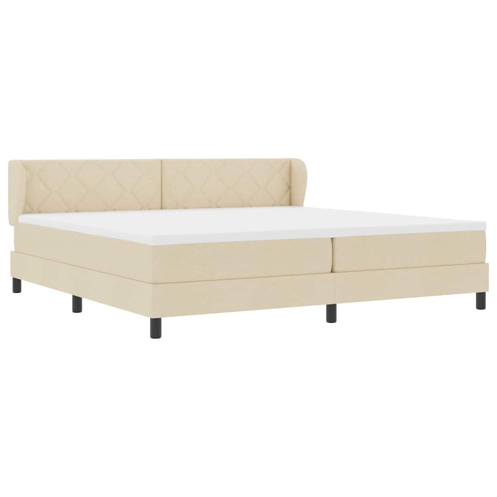 vidaXL Κρεβάτι με ελατήρια με κεφαλάρι Κρεμ 200 x 200 cm ύφασμα